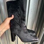 Vintage 90s\y2k Pony Hair Leather Square Toe Boots Size 5.5 Women’s Black Photo 0