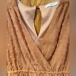 La Femme  Pink Swiss Dot V-Neck Short Sleeve‎ Flowy Lined Mini Dress Size Small Photo 2