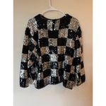 VTG Maurada Sequin Checkered Top Womens XL Black Silver Knit Glam Party Sweater Photo 1