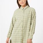 Missguided Oversized Shirt Dress in Sage Gingham-Green- Size 2- NWOT Photo 0