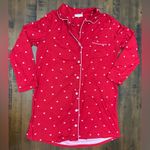 Laura Ashley  Red With Pink Hearts Button Down Pajama Nightgown Photo 1