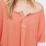Free People  Retro Star Lightweight Oversized Coral Henley Tee - Sz M 💛🎀 Photo 0