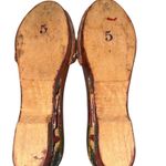 Handmade Vintage Hand Carved Wooden Women's Shoes with Embroidery Size 6 Photo 3