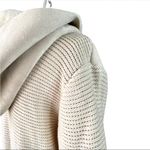 Cotton Emporium  Ivory Open Front Hooded Faux Fur Long Cardigan Jacket size small Photo 4