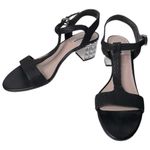 Dune London  Womens Size 41 9.5 Black Snakeskin Maddie Crystal Block Heel Sandals Photo 2