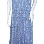 Chico's Dress Womens 12 14 Blue Geometric Ruffle Hem Tank Dress Maxi Chic Casual Photo 0