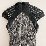 Rubin Singer Vintage Leather Black White Gray Print Collared Flounce Dress 0 Photo 34