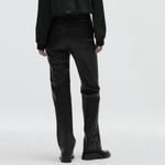 ZARA  Black Faux Leather 90’s Wide Leg Moto Pants Size 14 NWT Photo 1