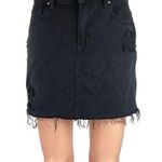 PacSun  Black Denim Distressed Frayed Raw Hem Button Jeans Mini Casual Skirt 26 Photo 0
