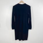 DKNY  Velvet Button Front Dress Black Long Sleeve Knee Length Minimalist Medium Photo 1