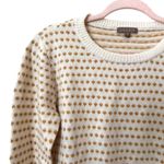 LILLA P Patterned Crewneck Sweater Sz Medium White Photo 2