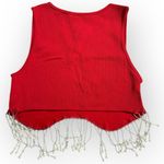Sincerely Jules Brand New  Women's Size Large Red Fringe Cropped Top Sleeveless Photo 1