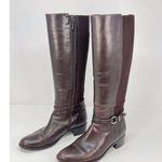 Aquatalia Womens Boots Brown Leather Knee High Tall Zip Up Riding Italian US 6.5 Photo 3
