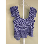 Bell  NWT Rey Beaded Border Print Top in Blue Multi Size L Photo 2
