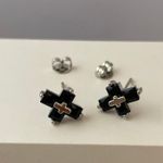 Small Cross Stud Earrings for Men Women,Cross Earrings,Unisex Earrings Black Photo 3