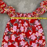 Free People  Gardenia Off The Shoulder Tunic Mini Dress Red Floral S Photo 8