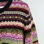 Tiara International Vintage Tiara Size M Cardigan Sweater Fair Isle Button Front Stripes Knit Women Photo 4