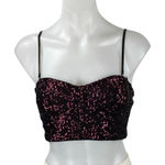 Pull & Bear  Black Pink Sequin Sparkly Sleeveless Cami Tank Crop Top Size S Photo 0