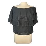 Banana Republic  Eyelet Top‎ Off Shoulder Ruffle Tiered Black Women Size Small Photo 3