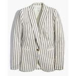 J.Crew NEW Womens Striped Linen Cotton Holland Blazer Size 0 Gray White Striped Photo 0