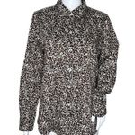 Foxcroft Shirt Womens 12 Brown Black Cheetah Print Button Up Casual Work Office Photo 0