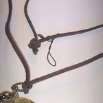 Brown & Gold Tone Suede Chain Heart French Coin Key Pendant Boho Necklace Photo 3