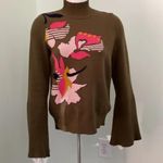 Anthropologie knitted and knotted moss bold floral sweater Photo 0