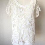 Jack by BB Dakota Top M Lace Knit White Coverup Boho Flirty Short Sleeve Photo 0