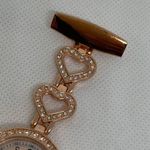 Sarah Coventry Pave rose Gold Tone 30mm Round Quartz Pin Watch running Photo 1