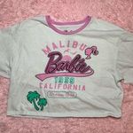 Oversized Embroidered Barbie Tshirt Crop Top Womens Pink Graphic Shirt Size M Photo 0