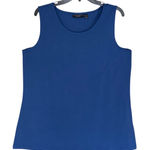 Susan Graver Weekend Size Large Blue Scoop Neck Cotton Modal Sleeveless Tank Top Photo 0