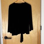 Travelers by Chicos Tied Up Blouse in Black Tie Front Top Balletcore Size Medium Photo 3