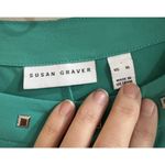 Susan Graver Green Liquid Knit Gold Studded Short Sleeve Shift Dress 1X Career Photo 1