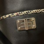 Lauren Ralph Lauren Black Leather Shoulder Bag with Houndstooth Trim Photo 5