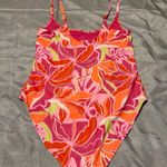 Old Navy Pink and Orange One Piece Swimsuit Floral Design Photo 1