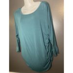 Zenana Shirt Womens Small Teal Dolman Tunic Top 3/4 Sleeve Ruched Side Hem Green Photo 2