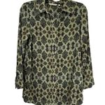 Soft Surroundings  Velvet Long Sleeve Button Front Shirt Womens XS Green Polyeste Photo 0