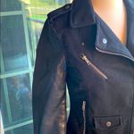 Forever 21 BLACK FAUX LEATHER / SWEATER MOTO JACKET Photo 1