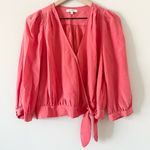 Madewell Silk Wrap Blouse in Watermelon Pink Size M Photo 0