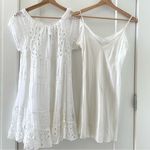 Johnny Was White Eyelet Lace Mini Bay Doll Dress Swim Coverup With Slip Size S Photo 0