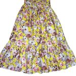Bardot Dress Women's L Linen Labella Halter Midi Tiered Flounce Floral Back Tie Photo 4