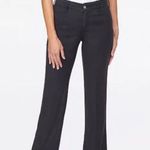NYDJ  Claire Black Linen Blend Trouser Slim Wide Flowy Leg Pants Photo 0