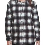 Eddie Bauer  Women's Black and Cream Microfleece Shirt Jacket L Photo 0