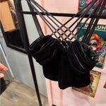 Elegant Black Velvet Dress with Strappy Back Size M Photo 2