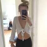 Brandy Melville White Front Tie Blouse  Photo 0