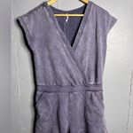 Anthropologie Daily Practice by Small S purple Frayed Surplice Romper Photo 2