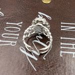 Neon Orange Rose Floral Oval Cameo Silver Stainless Steel Open Back Ring Photo 11