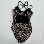 Time and Tru Leopard Print One‎ Piece Swimming Suit Size Medium NWT Black Photo 1