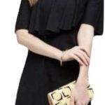 Anthropologie Anthro Maeve Cold Shoulder Flounce Mini Dress Black Size XS Photo 0