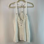 Free People  White Racerback Tank Top With Beaded Detail Photo 1